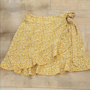 Yellow Floral Tie-Waist Circle Skirt - Women's